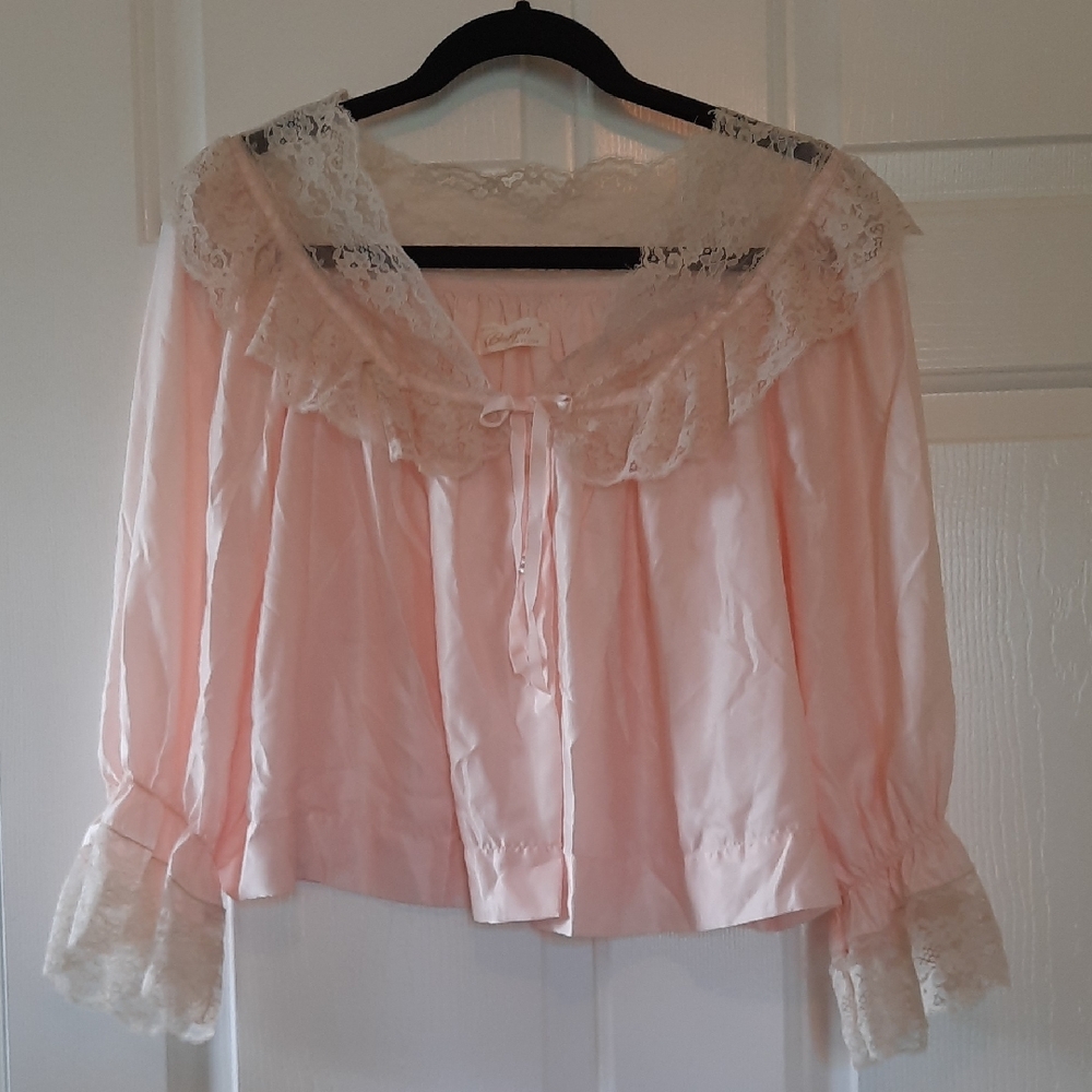 Barbizon Daphne Lace Trim Bed Jacket